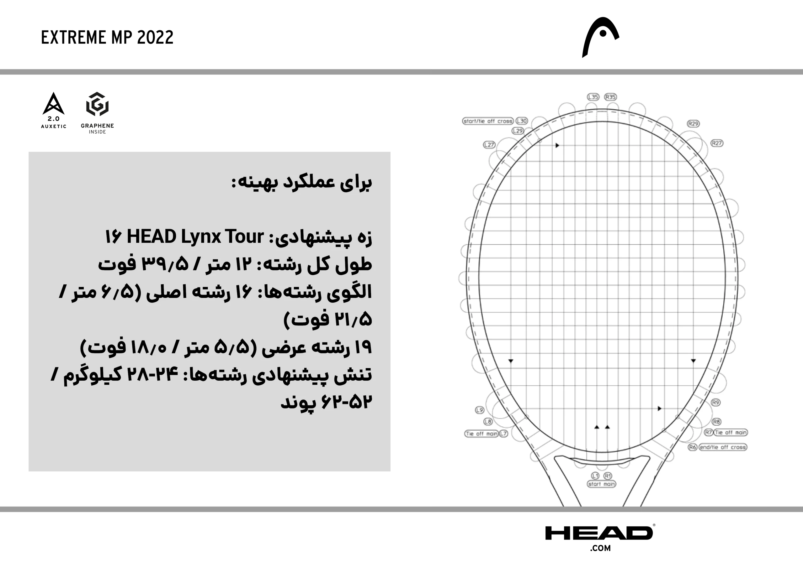 نحوه زه‌کشی راکت تنیس Head Extreme MP 2022
