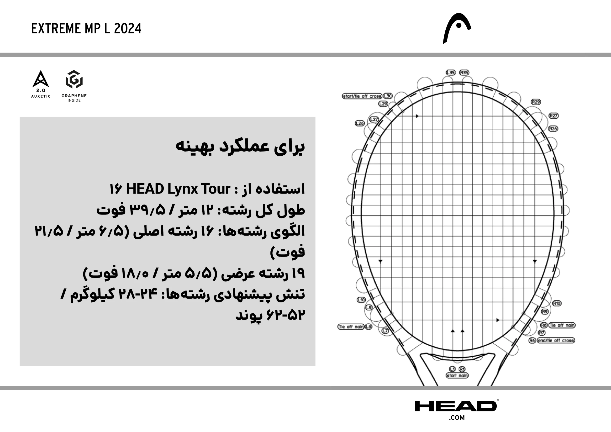 نحوه زه‌کشی راکت تنیس Head Extreme MP L 2022