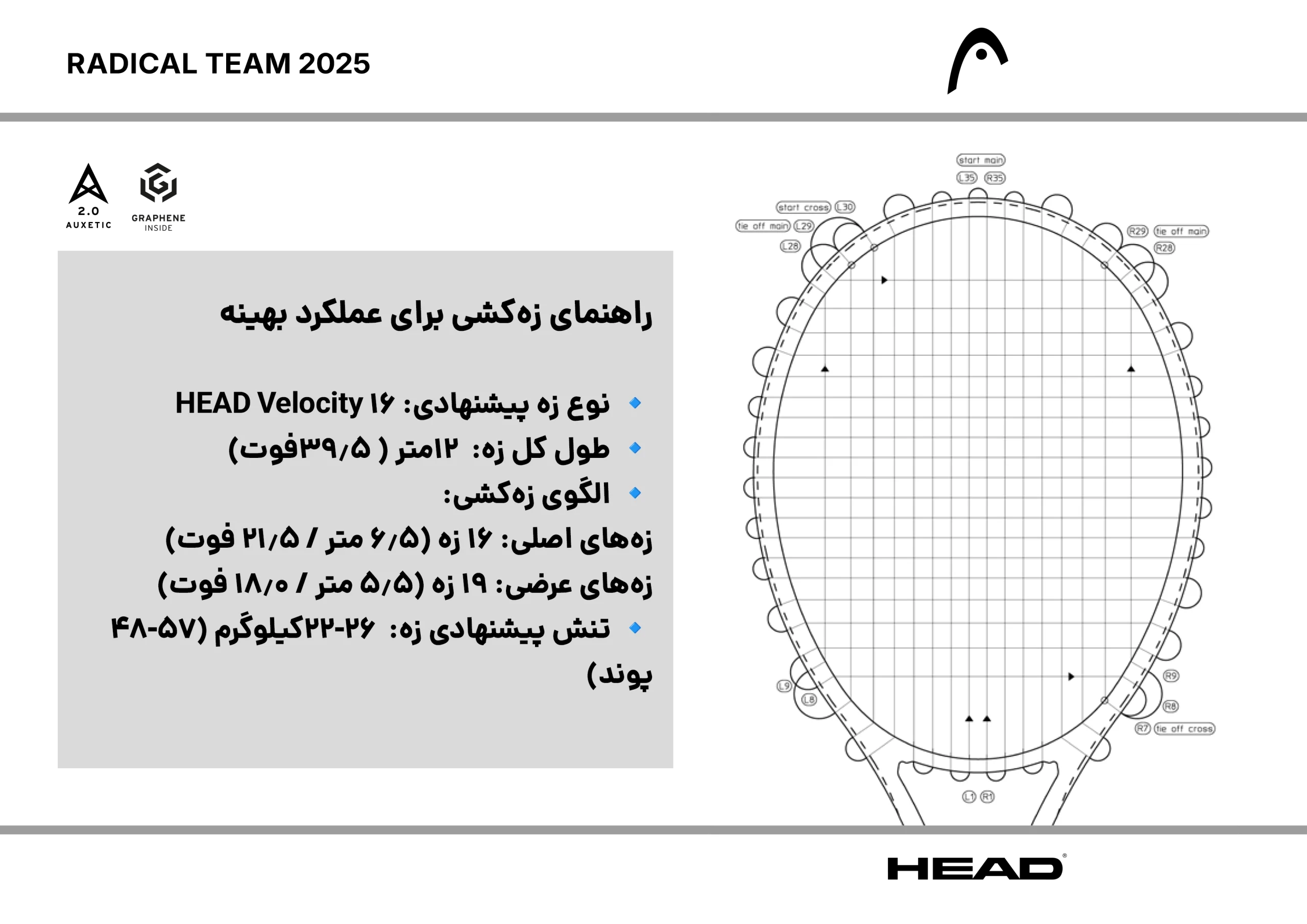 نحوه زه‌کشی راکت تنیس هد HEAD Radical Team 2025